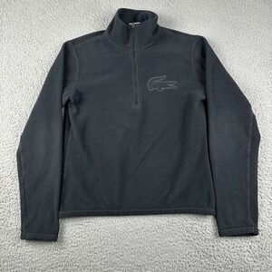 Lacoste Pullover Sweater Womens 36 Black Fleece Half Zip Logo